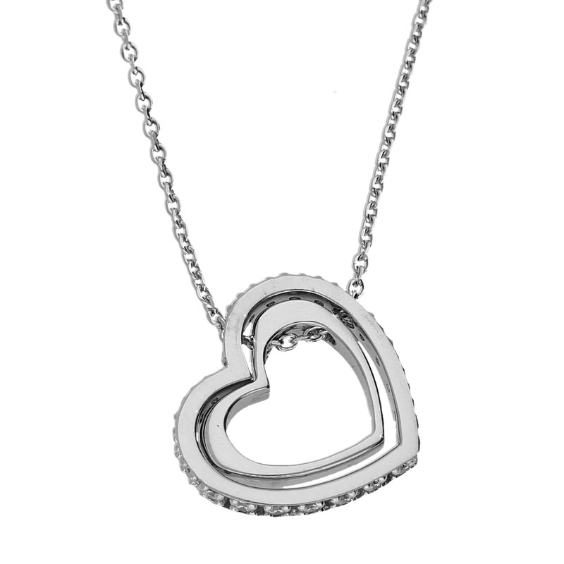 Silver Necklace with two Hearts with Cubic Zirconia Edge – The Jewel ...