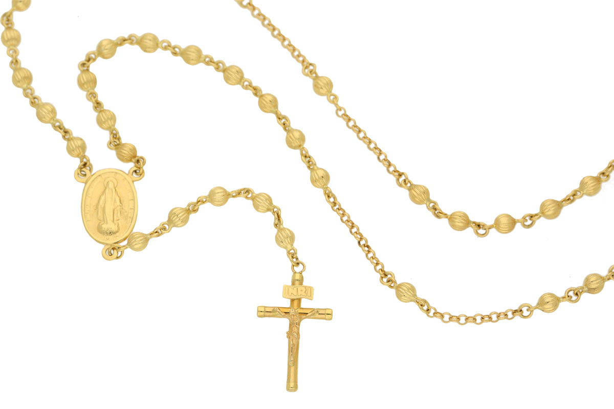 18ct Yellow Gold 4mm Lined Bead Rosary – The Jewel Box Gibraltar